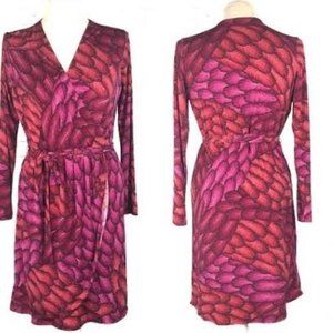 GYPSY by Mara Hoffman Feather Pattern Faux Wrap Dress Size: M